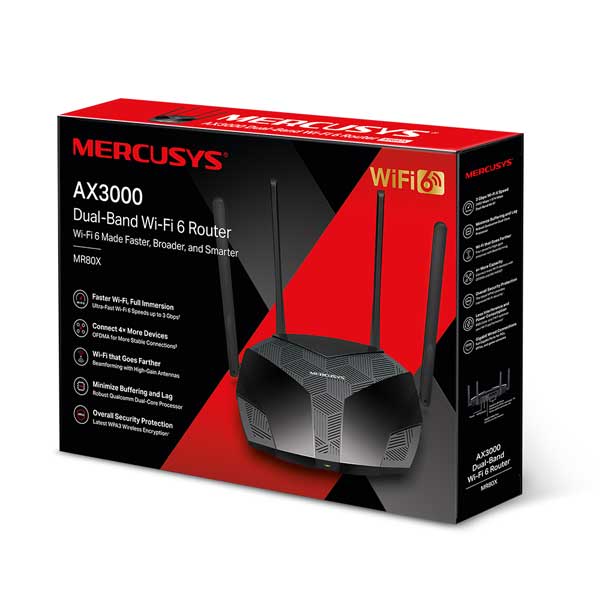 MERCUSYS MR80X V2.20 AX3000 Gigabit Dual-Band Wi-Fi 6 Router